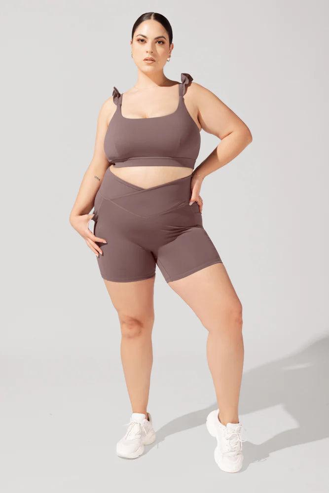 Crisscross Hourglass® Booty Short with Pockets (Pet Hair Resistant) - Peppercorn Product Image