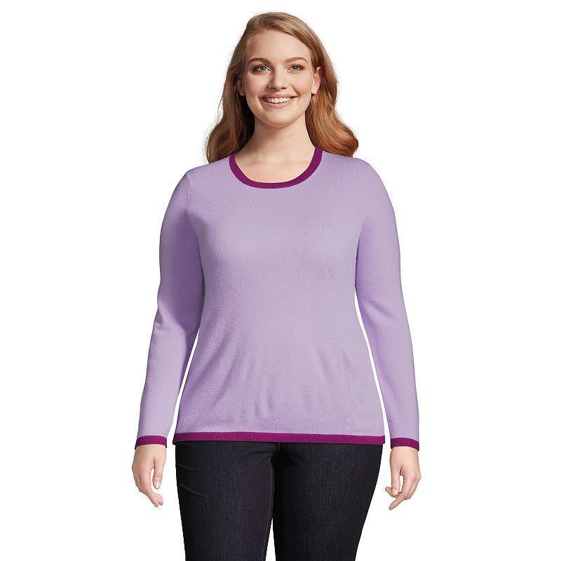 Plus Size Lands End Crewneck Cashmere Sweater, Womens Purple Cloud Team Product Image