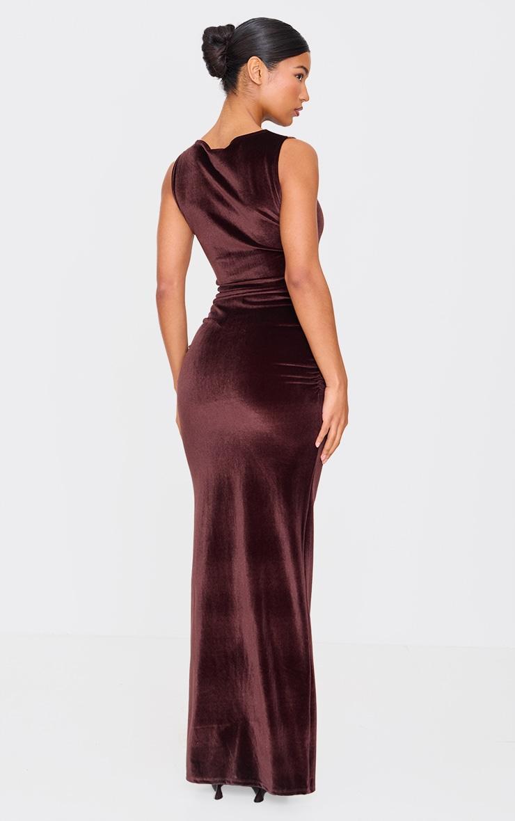 Chocolate Velvet Boat Neck Maxi Dress Product Image