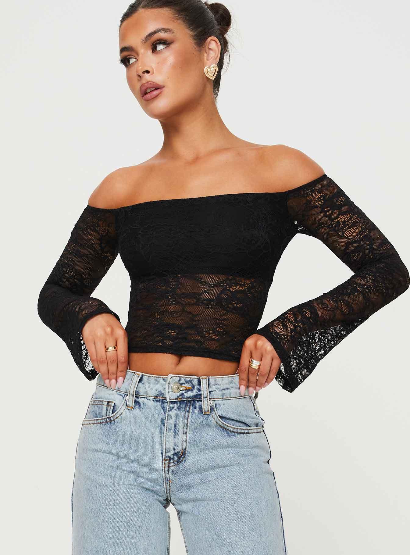 Charet Off The Shoulder Top Black Product Image