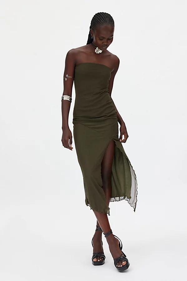 Urban Outfitters UO Samara Mesh Strapless Midi Dress Womens at Urban Outfitters Product Image