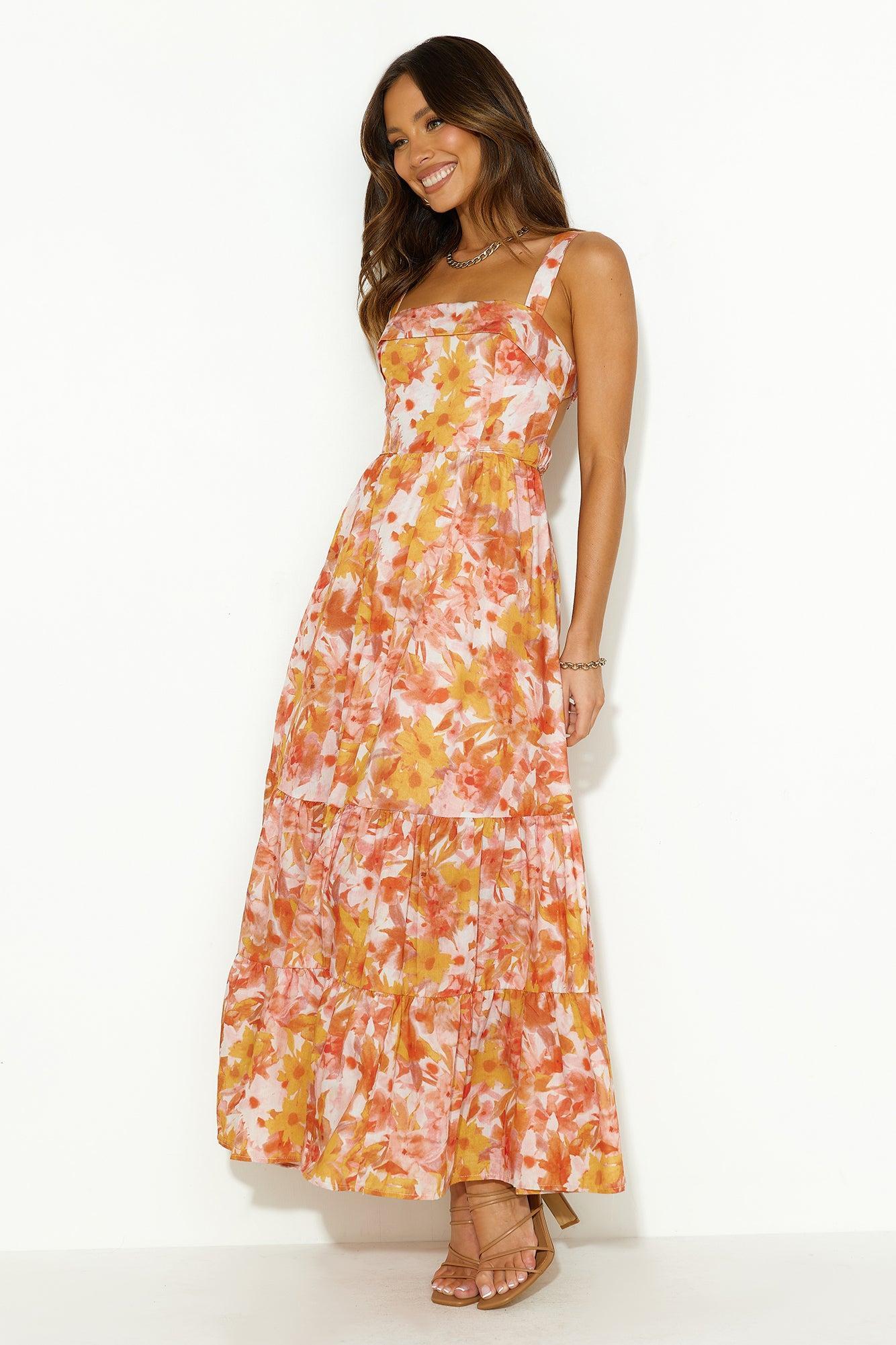 Heated Sun Maxi Dress Orange Product Image