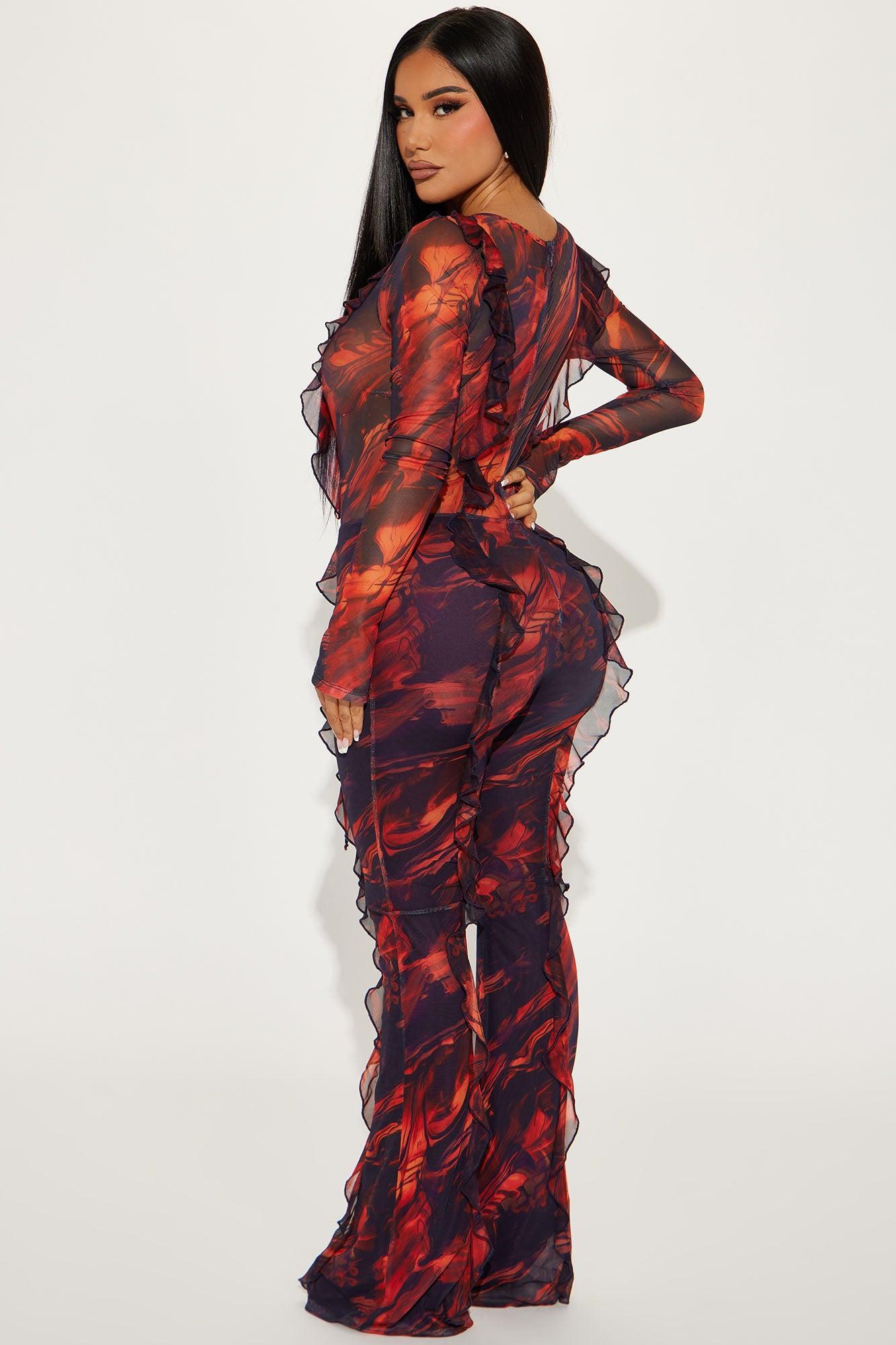 Most Popular Mesh Jumpsuit - Red/combo Product Image