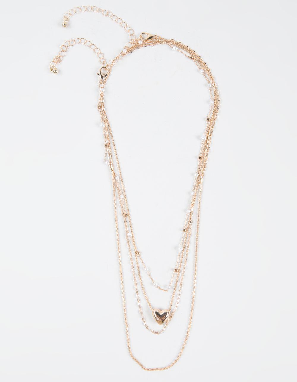 FULL TILT Layered Pearl/Heart Necklace Product Image