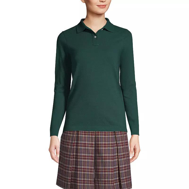 Women's Long Sleeve Feminine Fit Mesh Polo Shirt - Lands' End Product Image