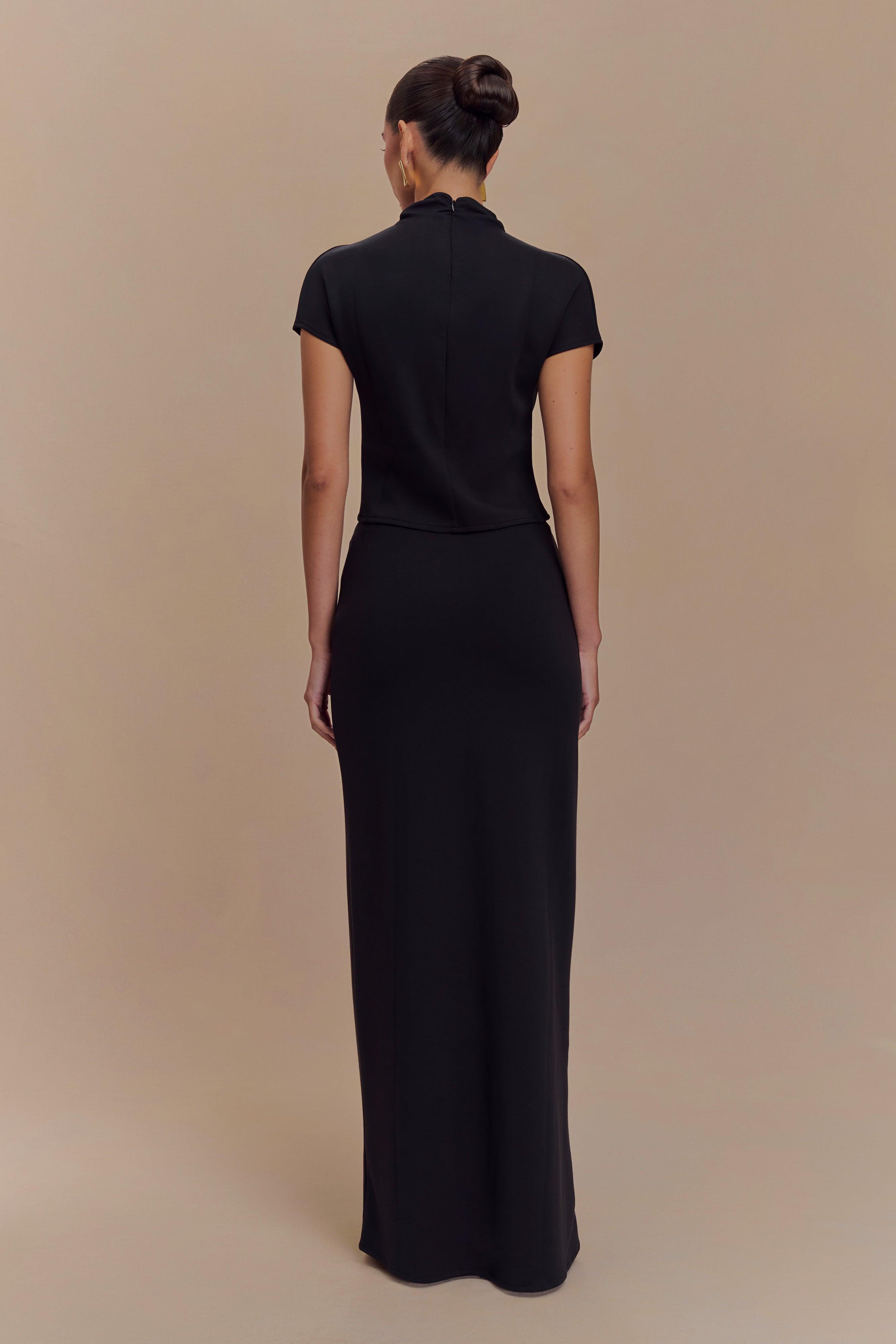 Eris Scuba Jersey Maxi Skirt - Black Product Image