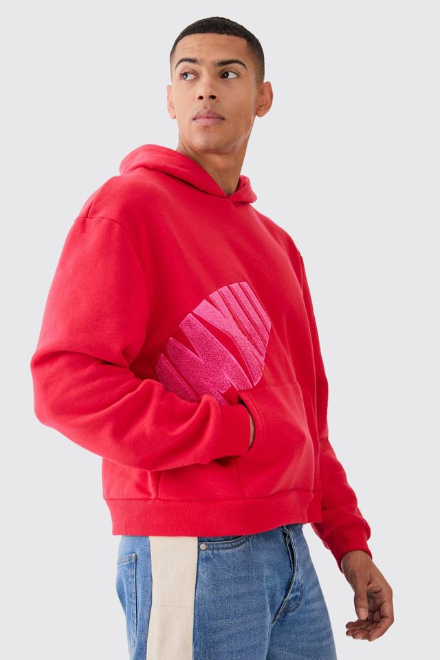 Oversized Boxy Borg Applique Hoodie | boohooMAN USA Product Image