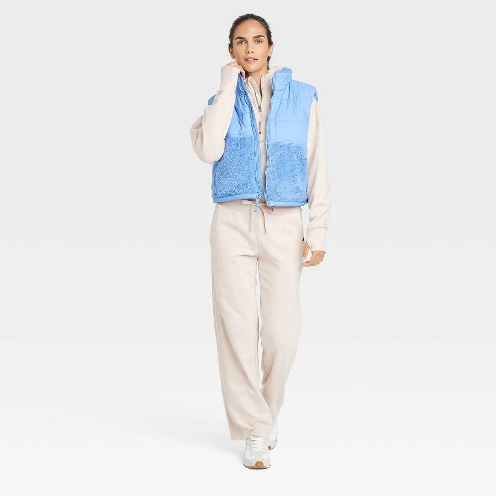 Women's High Pile and Quilted Vest - JoyLab™ Light Blue XXL Product Image