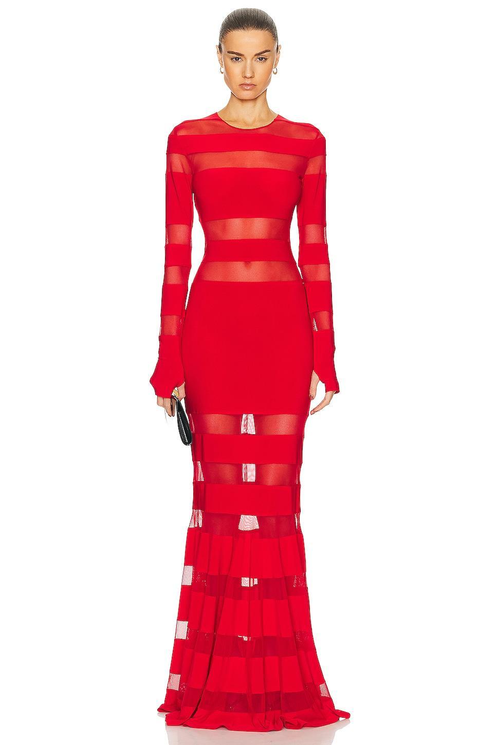 Norma Kamali Spliced Dress Fishtail Gown in Red Product Image