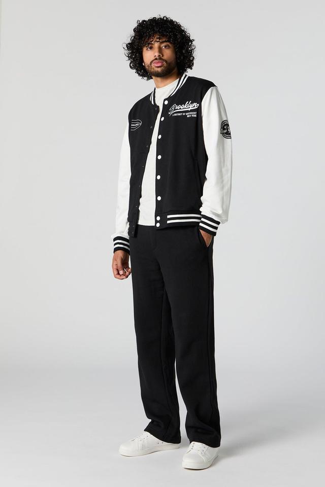 Embroidered Fleece Varsity Jacket Male Product Image