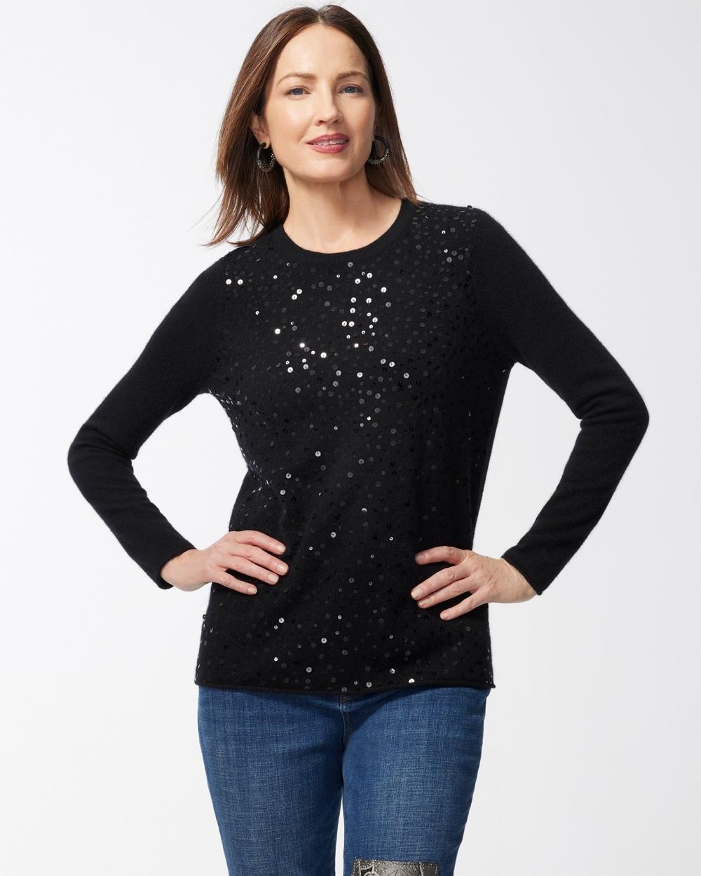 Women's Cashmere Sequin Crew Neck Sweater Product Image