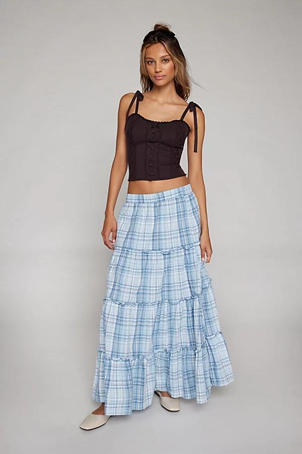 Urban Renewal Remnants Plaid Tiered Maxi Skirt Womens at Urban Outfitters Product Image