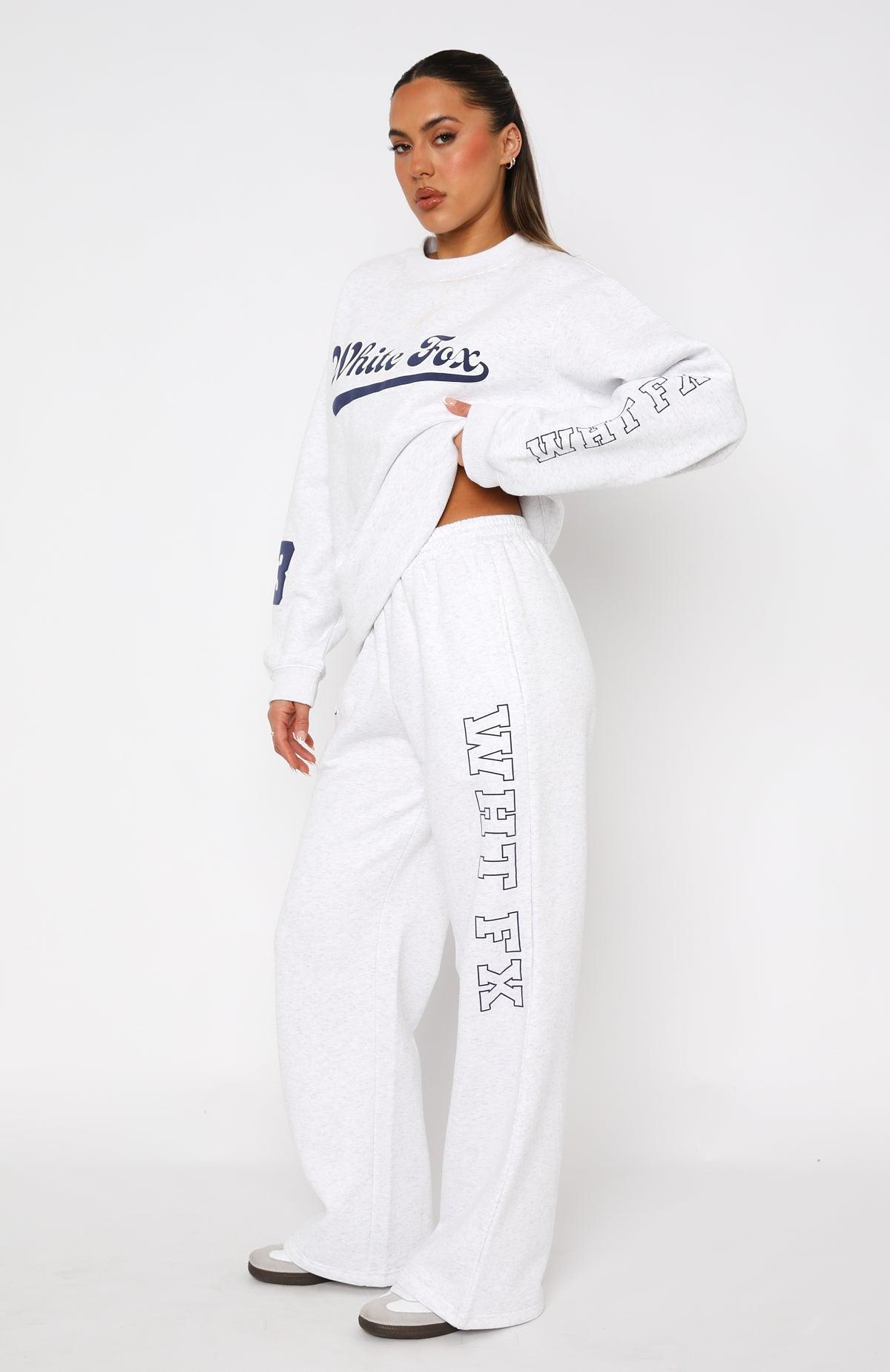 LA Girly Wide Leg Sweatpants Grey Marle Product Image