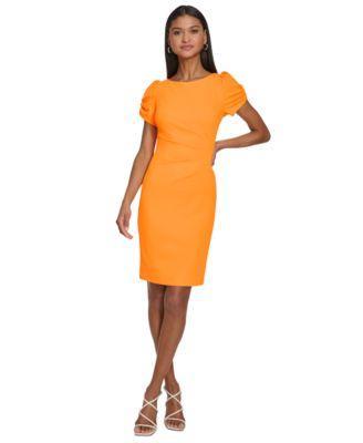 Women's Puff-Sleeve Sheath Dress Product Image