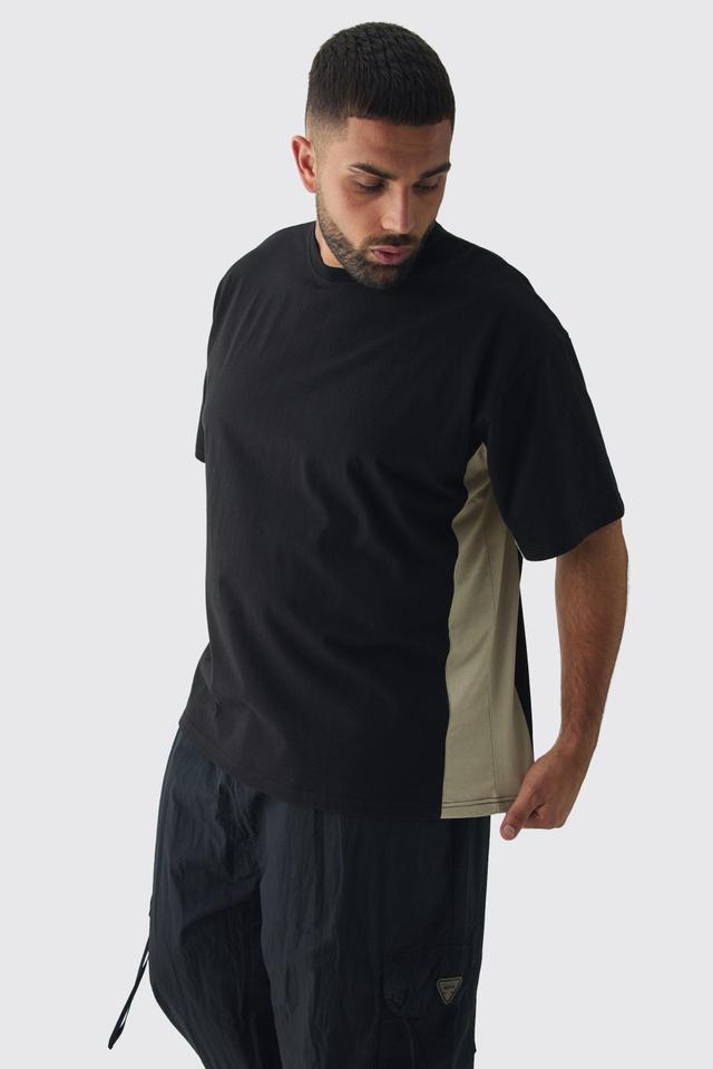 Plus Oversized Panel T-shirt in Black | boohooMAN USA Product Image