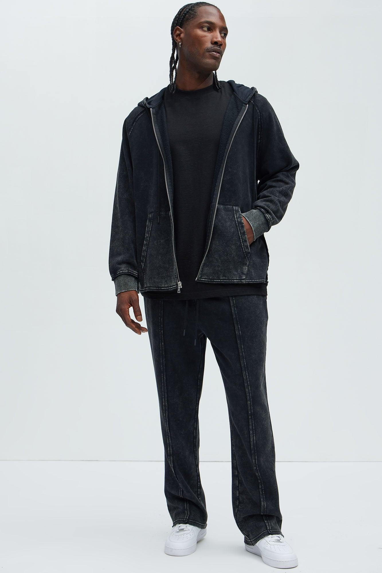 Tyson Oversized Frayed Seams Hoodie - Black Product Image