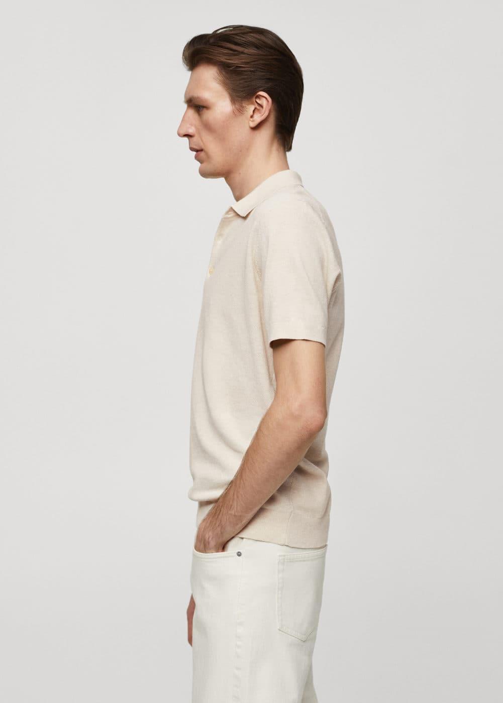 MANGO MAN - Short-sleeve knitted polo shirt ecruMen Product Image