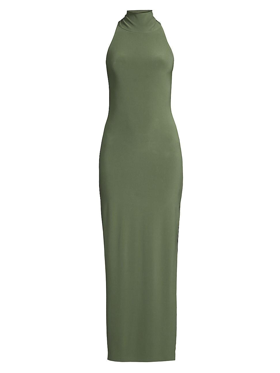 Womens Halter Turtleneck Slit Gown Product Image