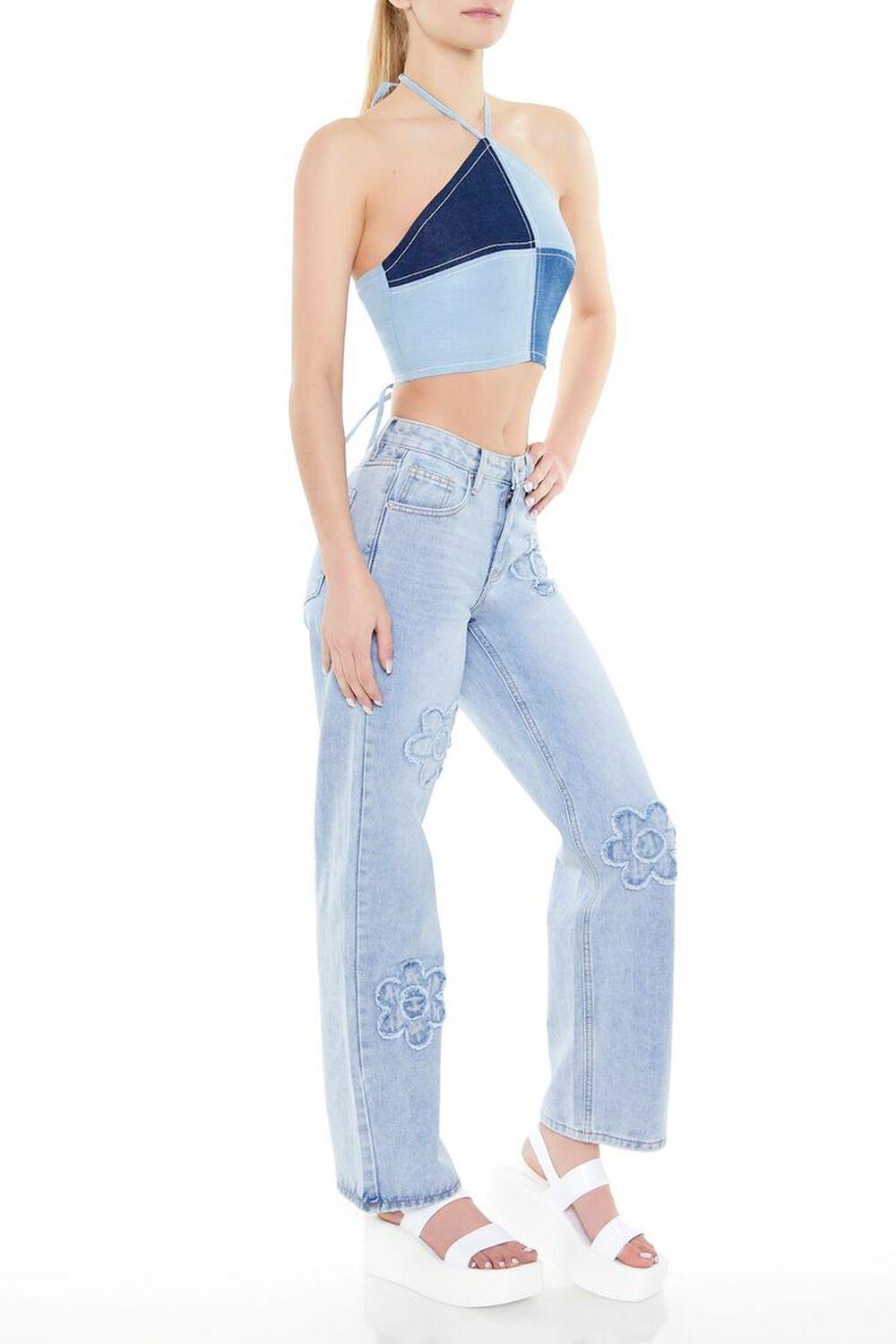 Frayed Flower Mid-Rise Jeans | Forever 21 Product Image