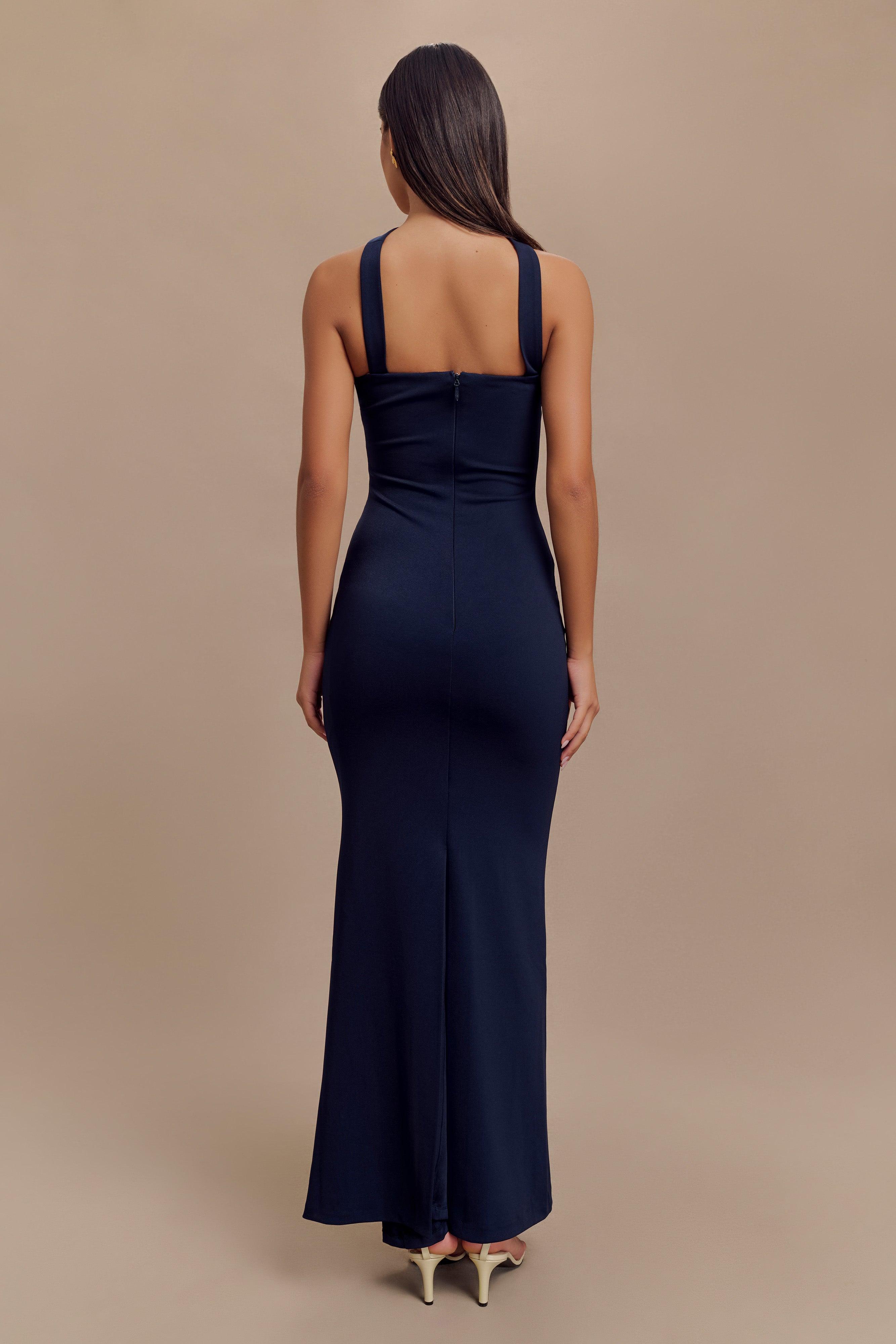 Velma Halter Collar Maxi Dress - Black Product Image