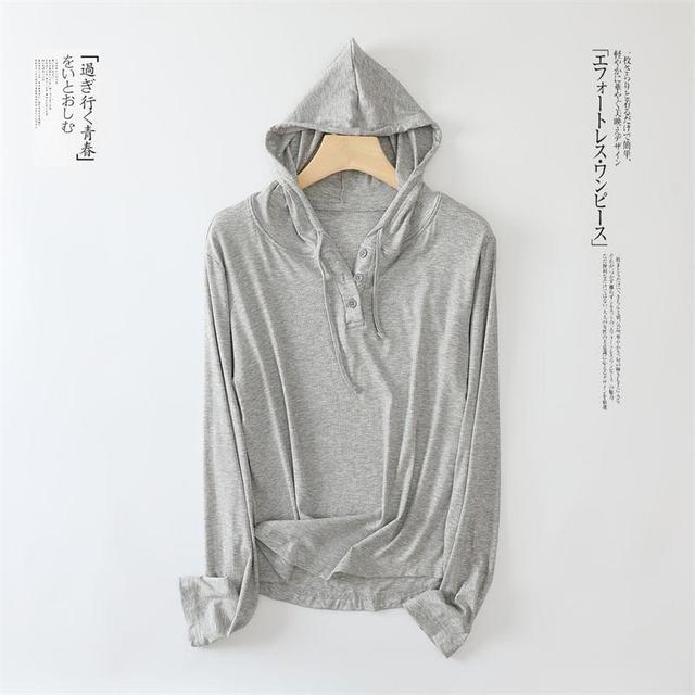 Plain Drawstring Ribbed Hoodie Product Image