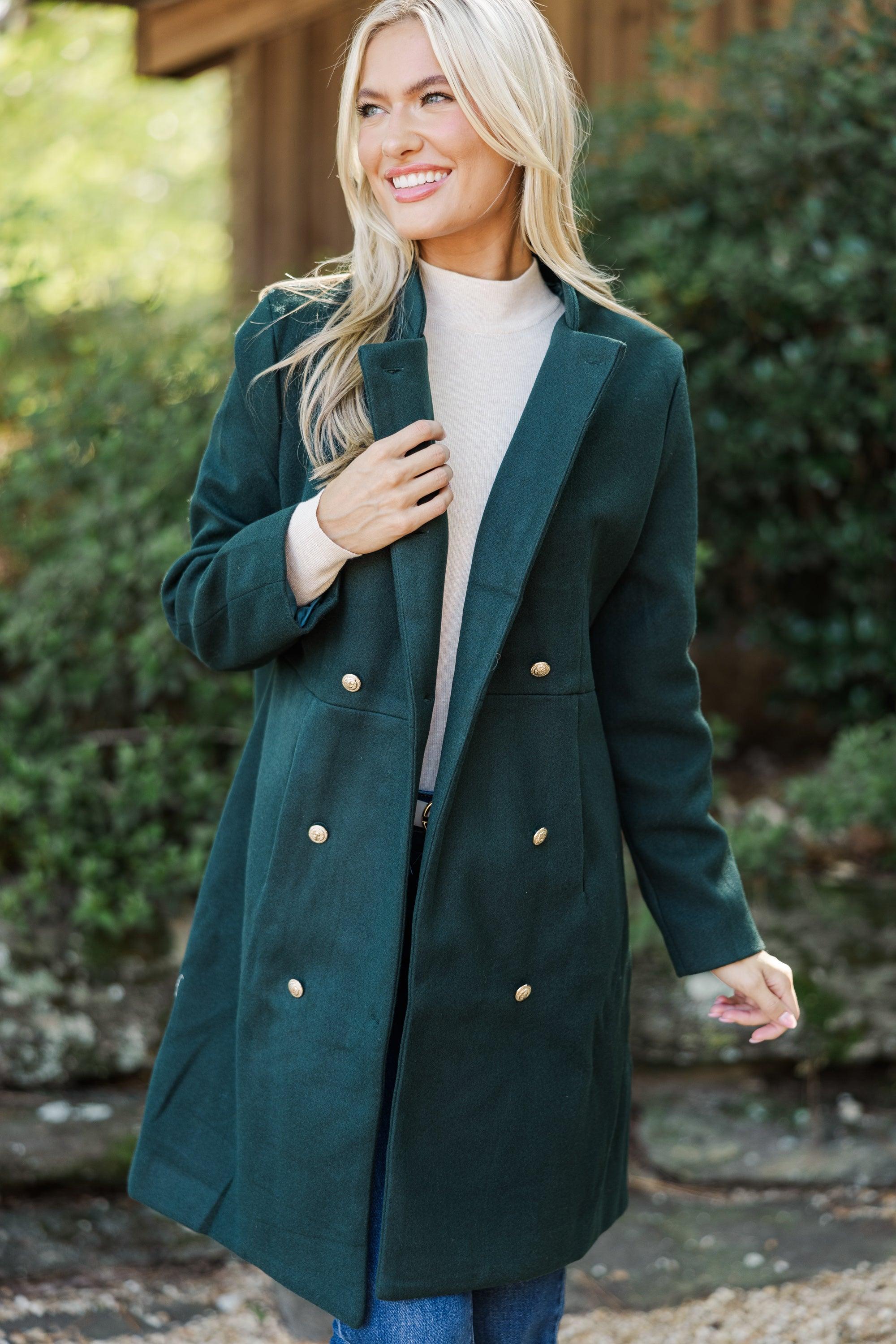 City Streets Hunter Green Coat Female Product Image