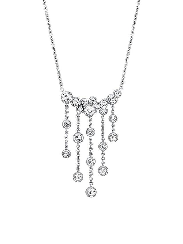 Womens Splash 18K White Gold & Diamond Cluster Large Drop Pendant Necklace Product Image