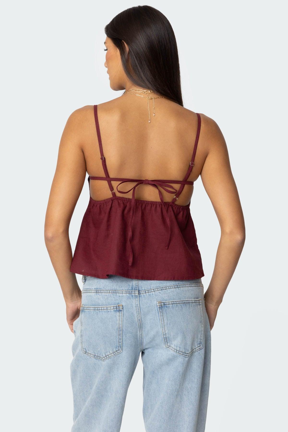 Linen Look Open Back Top Product Image