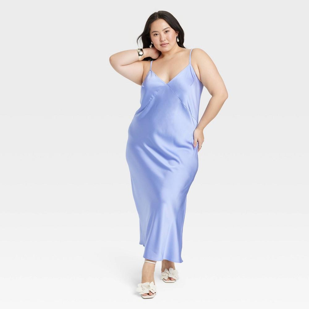 Womens Midi Slip Dress - A New Day Blue 2X Product Image