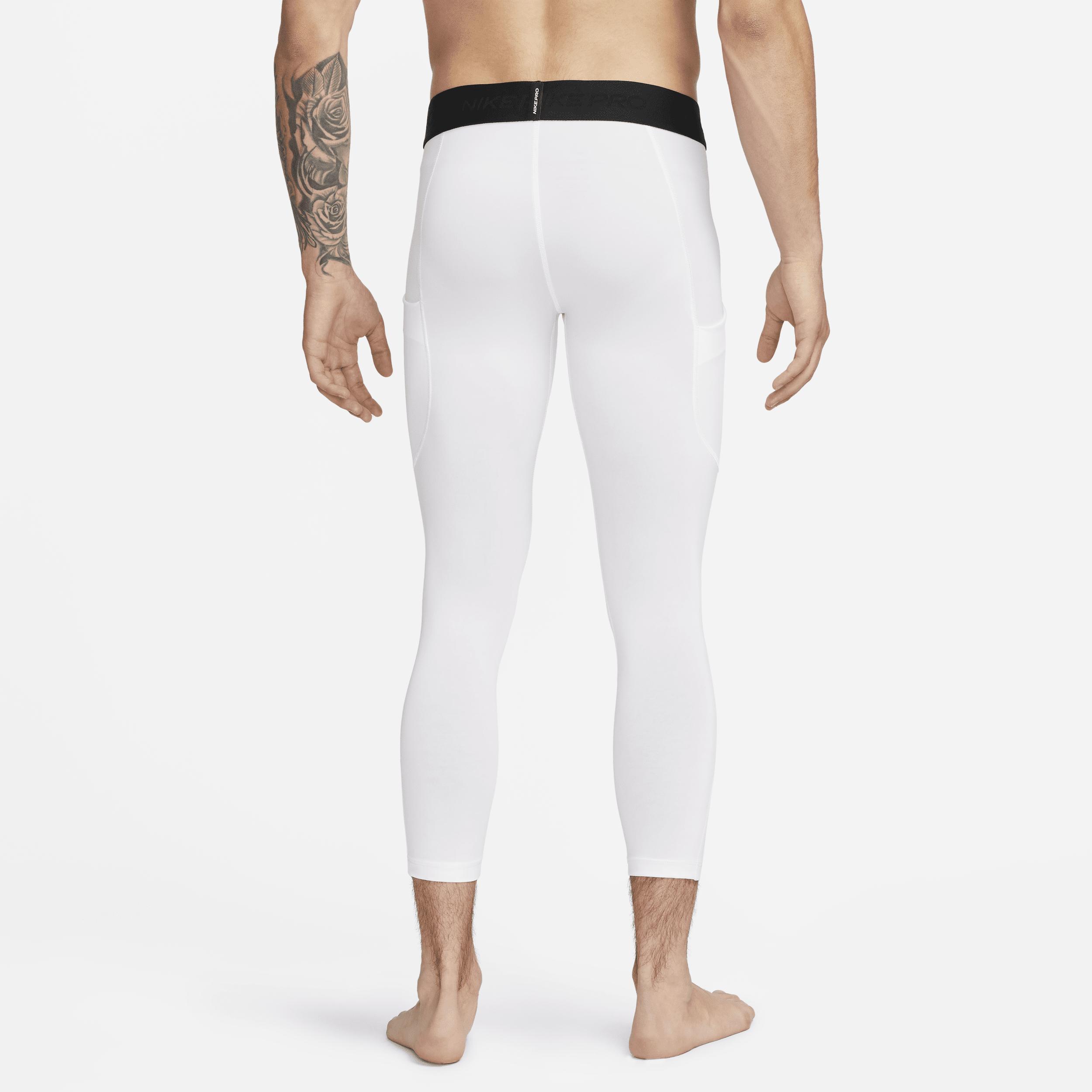 Nike Pro Mens Dri-fit 3/4-Length Fitness Tights - White Product Image