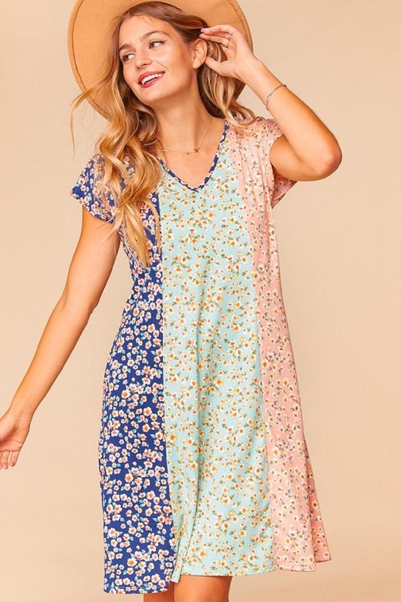 Floral Color Block Dress Product Image