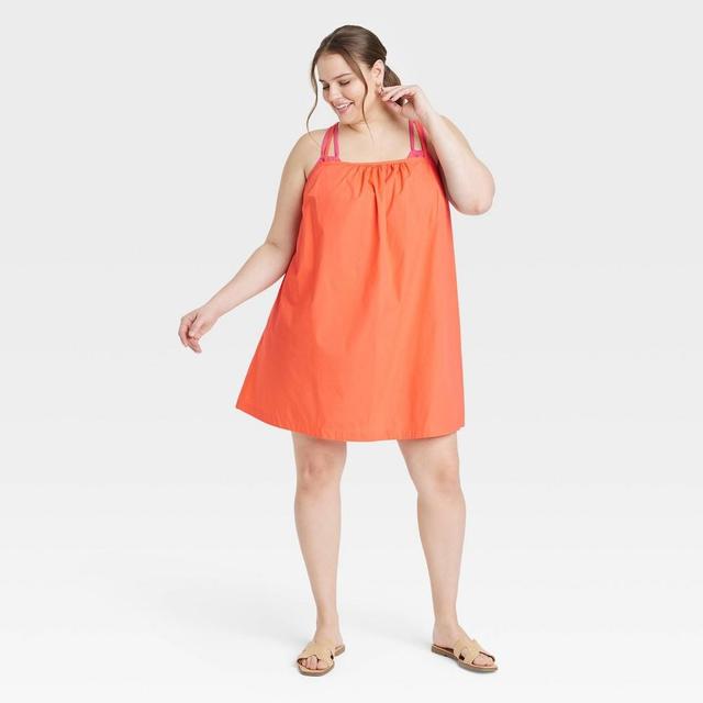 Womens Sleeveless Shift Mini Dress - A New Day Orange 2X Product Image