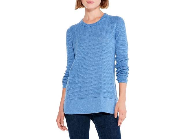 NIC+ZOE Waffle Vital Crew Neck Sweater (Bayside) Women's Clothing Product Image