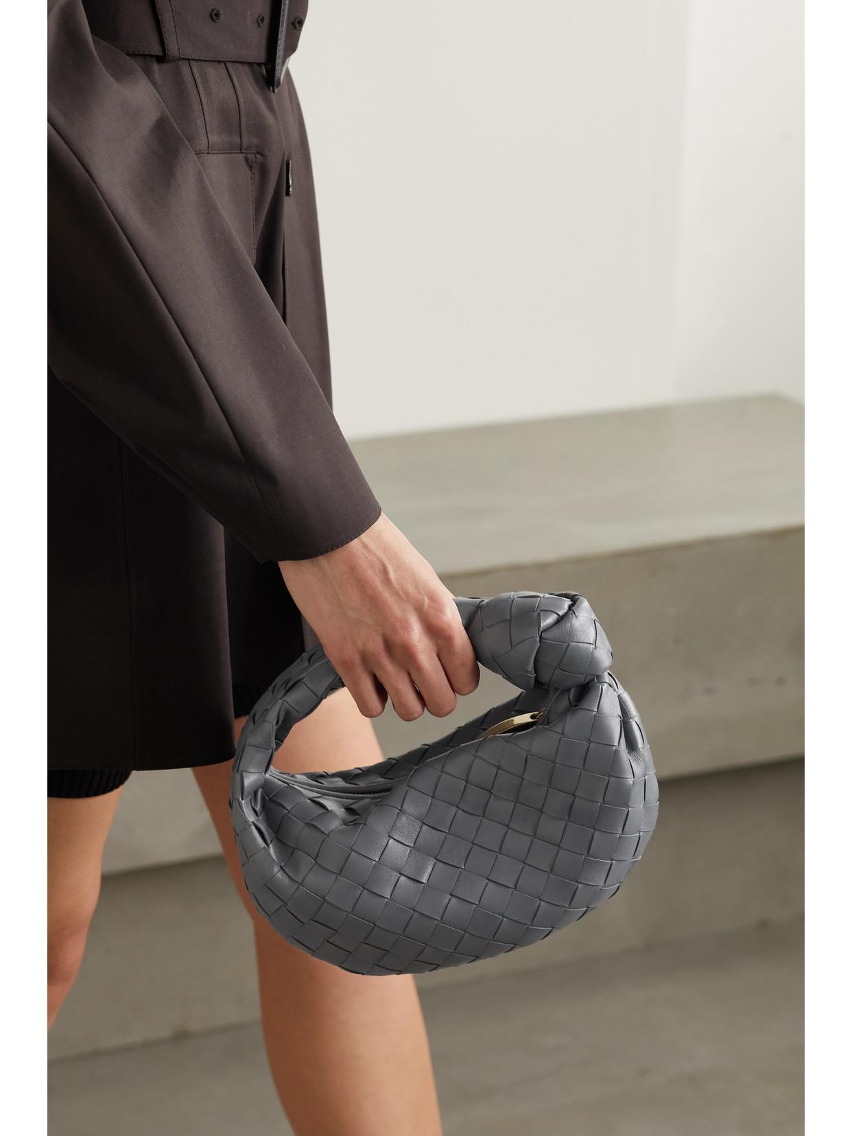 BOTTEGA VENETA Jodie Mini Knotted Intrecciato Leather Tote In Gray Product Image