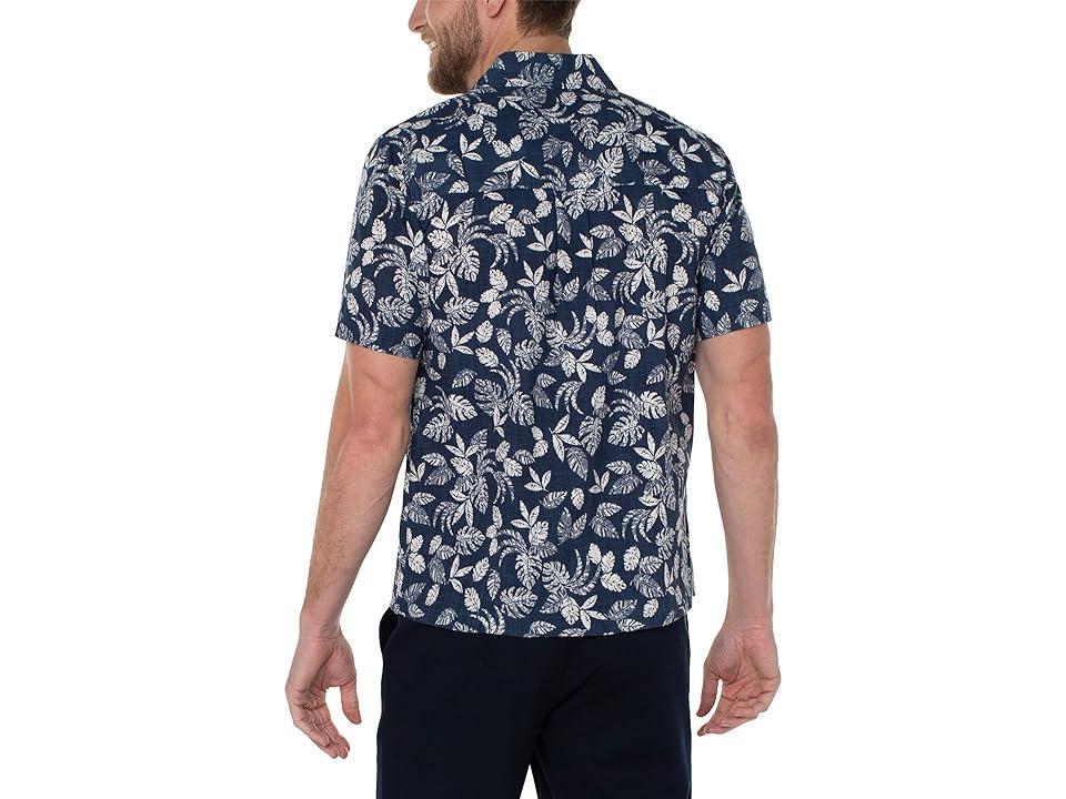 Liverpool Los Angeles Short Sleeve Palm Print Shirt Porcelain) Men's Short Sleeve Knit Product Image