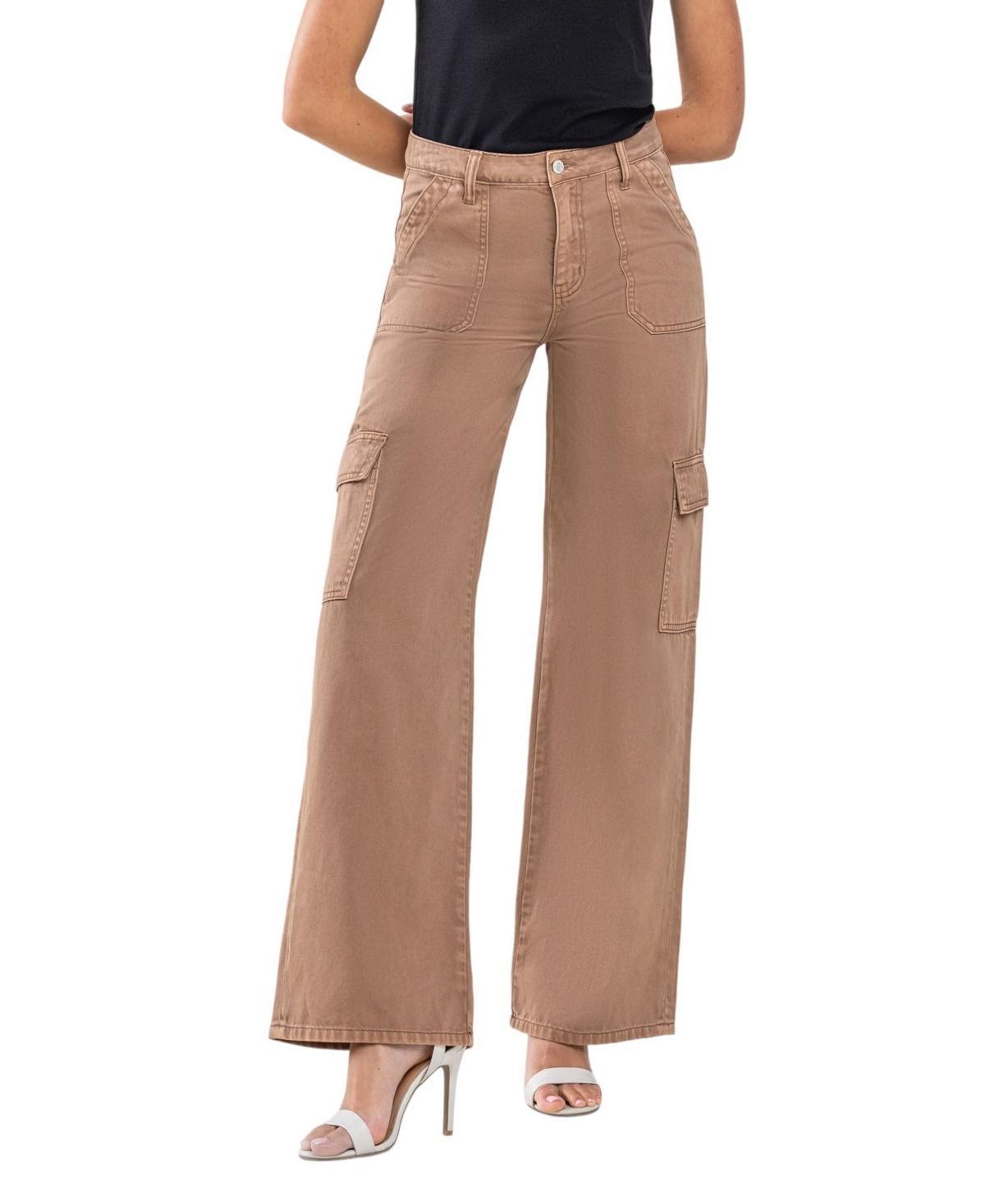 Vervet Womens High Rise Utility Cargo Wide Leg Jeans Product Image