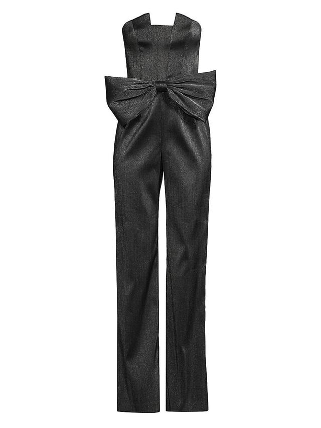 Jacie Bow-Front Strapless Metallic Jumpsuit Product Image