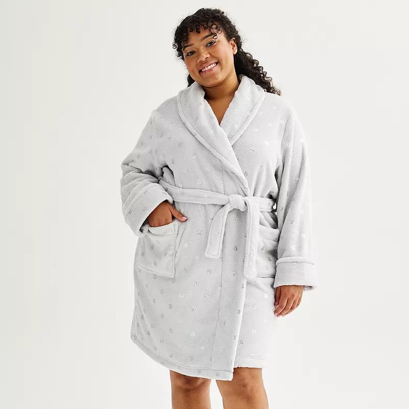 Plus Size Sonoma Goods For Life Faux Fur Short Sleep Robe, Womens Product Image