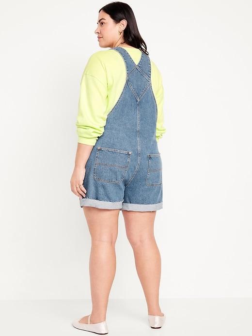 Slouchy Jean Cut-Off Overalls -- 3.5-inch inseam Product Image