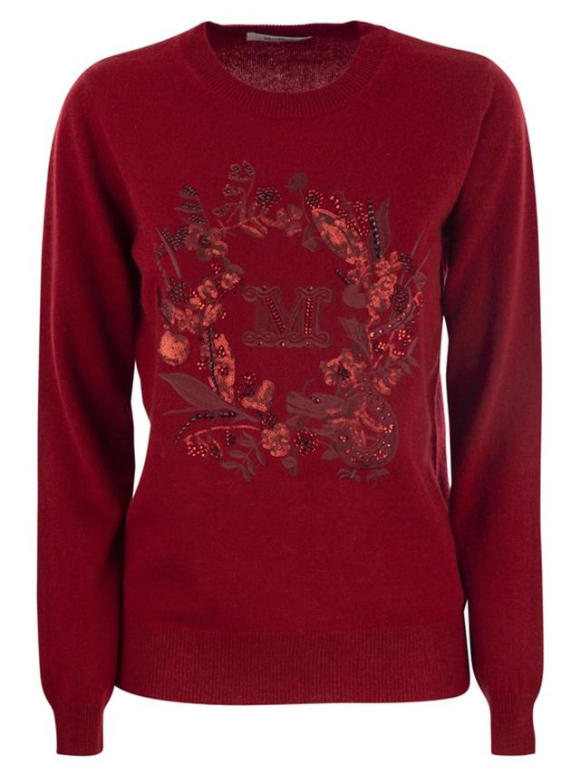 Bari Wool And Cashmere Sweater With Embroidery In Red Product Image