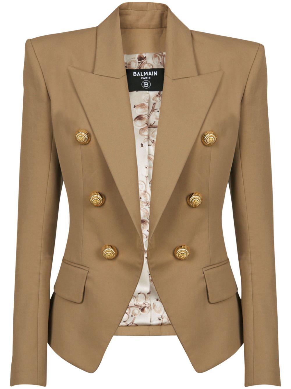 BALMAIN Buttoned Double-breasted Blazer In Brown Product Image