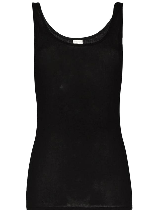 SAINT LAURENT Ribbed Modal And Cotton-blend Jersey Tank In Black Product Image