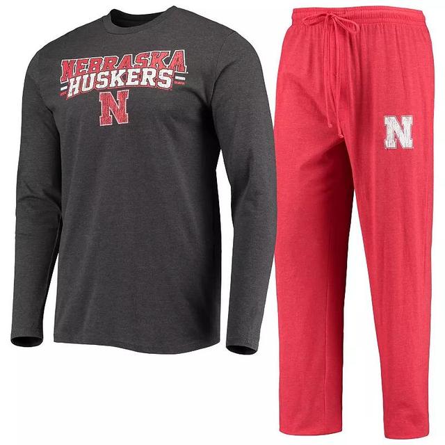 Mens Concepts Sport Scarlet/Heathered Charcoal Nebraska Huskers Meter Long Sleeve T-Shirt & Pants Sleep Set Product Image