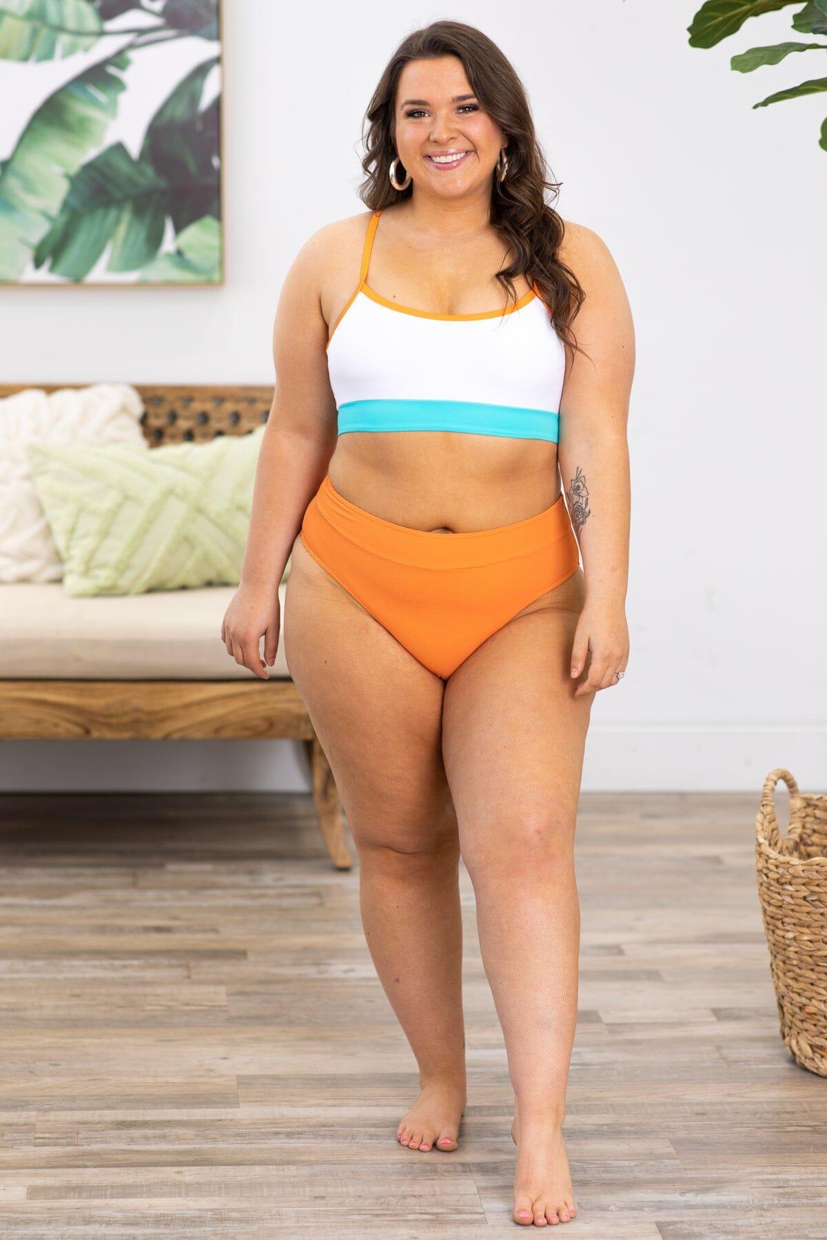 Orange and White Two Piece Swimsuit Product Image