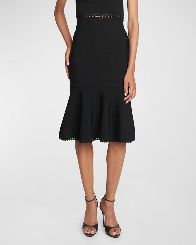 Womens Scallop-Trim Flared Midi-Skirt Product Image