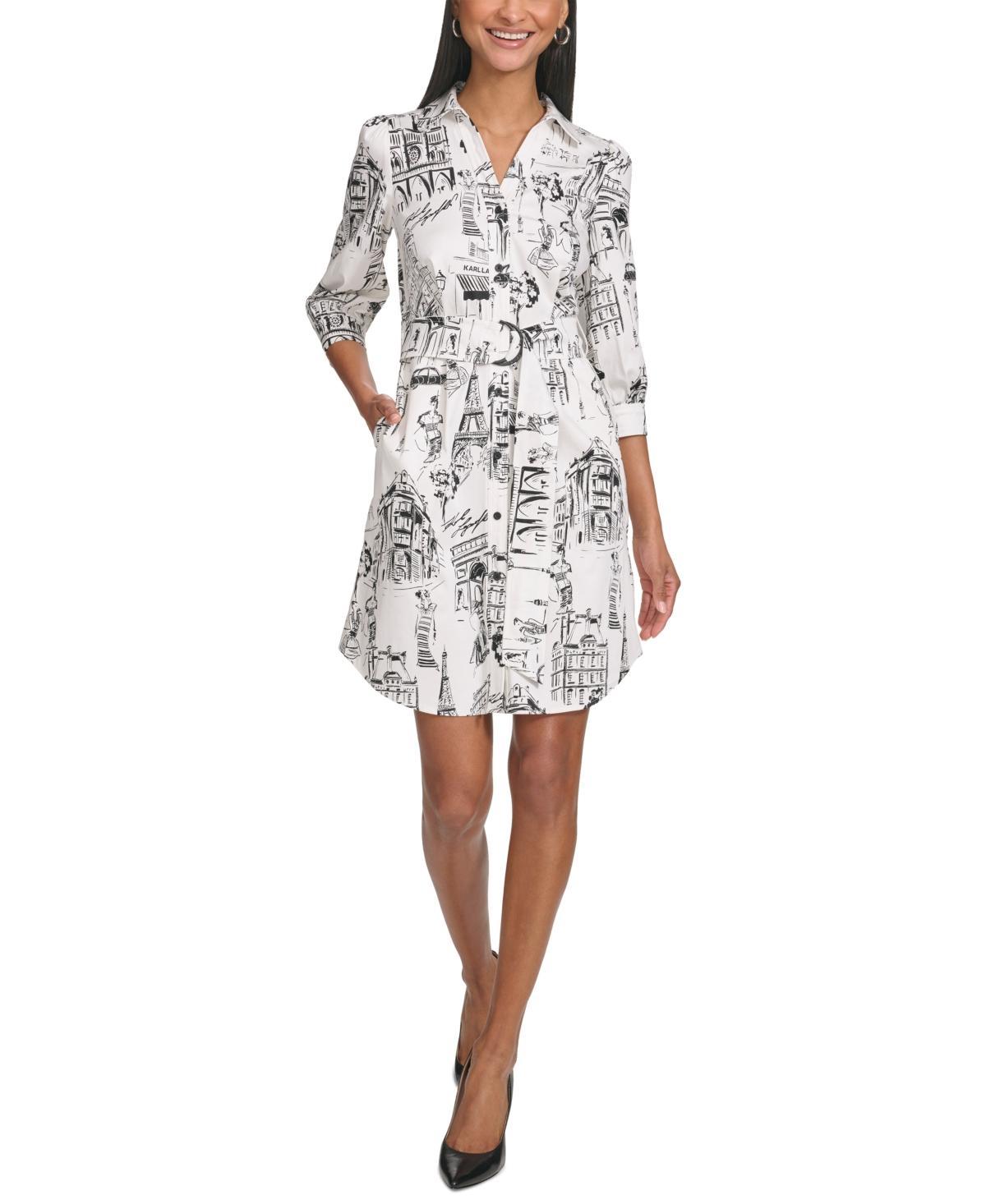 Women's Printed 3/4 Sleeve Shirtdress Product Image