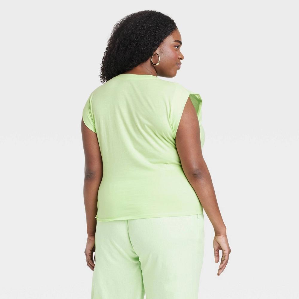 Womens Slim Fit Drape Wrap T-Shirt - A New Day Lime 4X Product Image