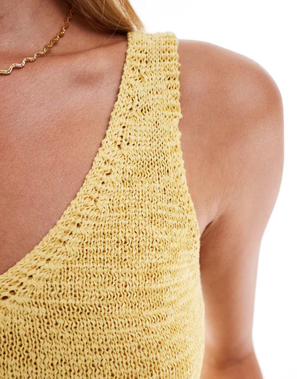 Mango knit tank top in yellow Product Image