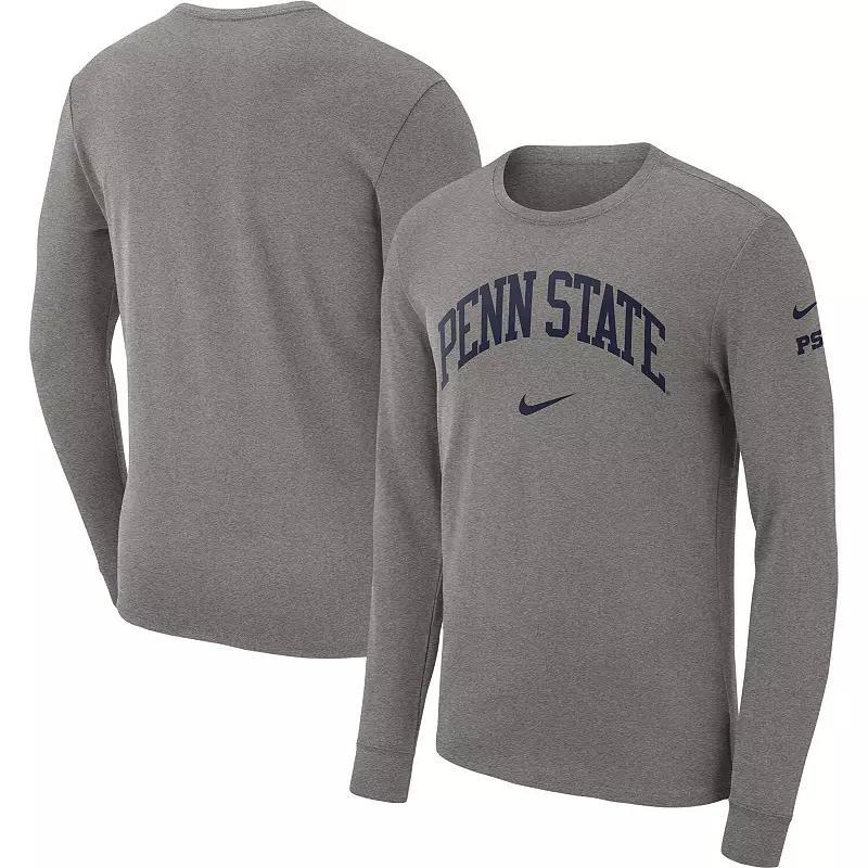 Mens Nike Heather Gray Penn State Nittany Lions Arch 2-Hit Long Sleeve T-Shirt Product Image