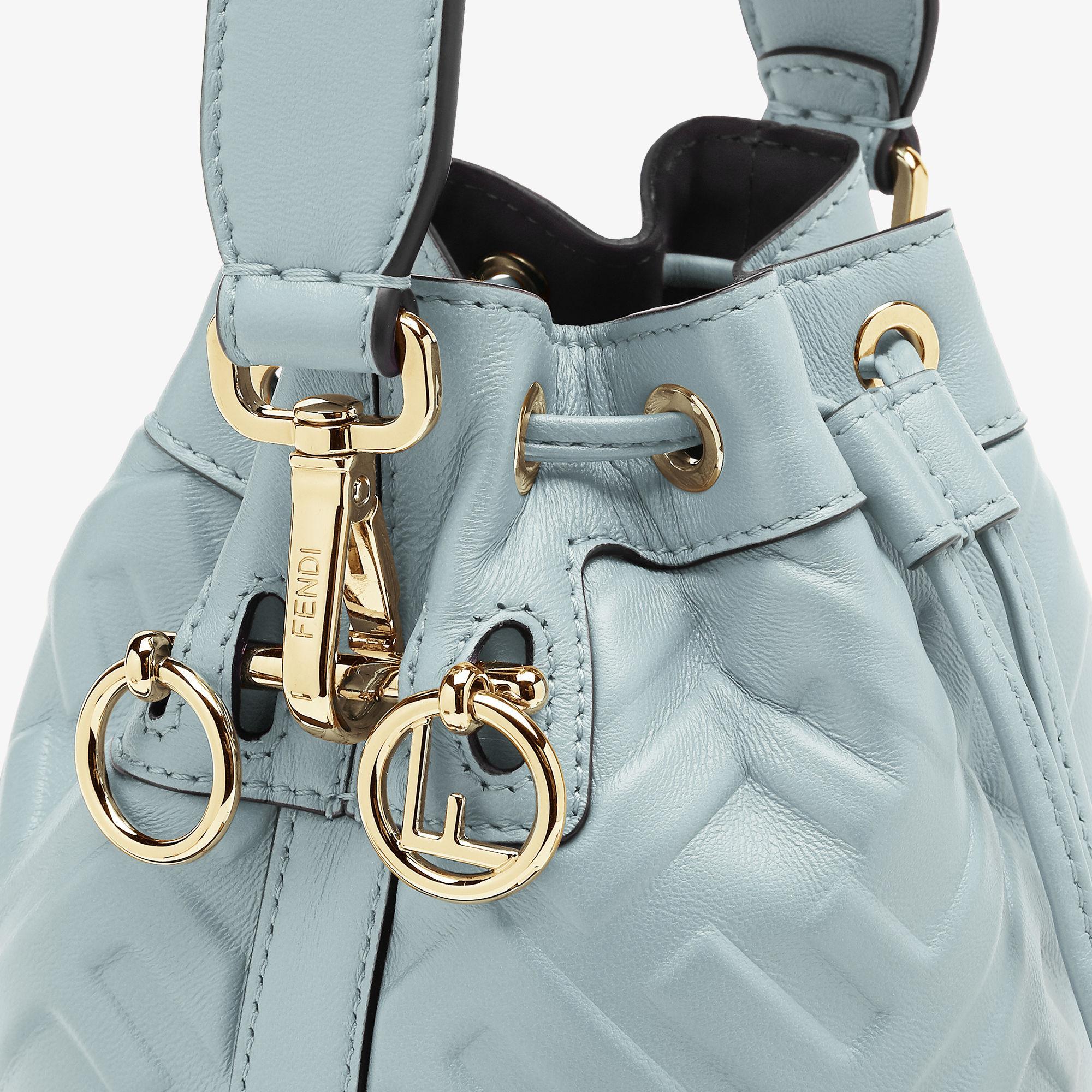 Mon TresorLight blue leather mini-bag with FF motif Product Image